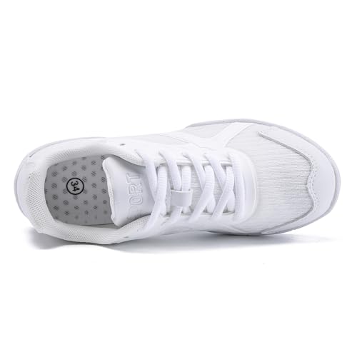 Image of Youth Cheer Shoes Girls White Cheerleading Shoes Dance Athletic Training Breathable Fabric Dancing Lightweight Competition Comfortable Sport Kids Girls Cheer Sneakers