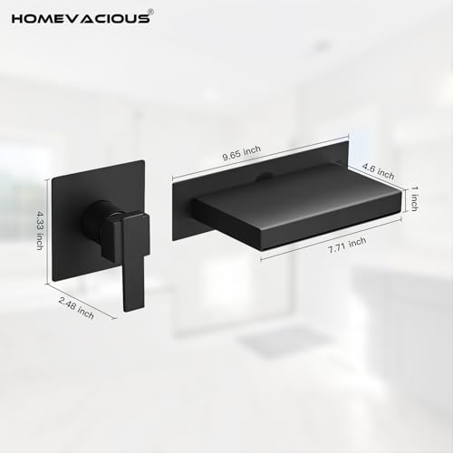 Homevacious HM-73020-B Wall Mount Bathtub Faucet Waterfall Bathtub Single Lever Sink Filler Set thumb #6