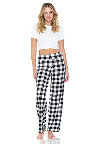 Image of Leggings Depot Women's Wide Leg Drawstring Pajama Pants for Lounge, Sleep | Soft, Breathable Poly-Span, Drawstring Waist, Comfy, Casual, Yoga, Everyday