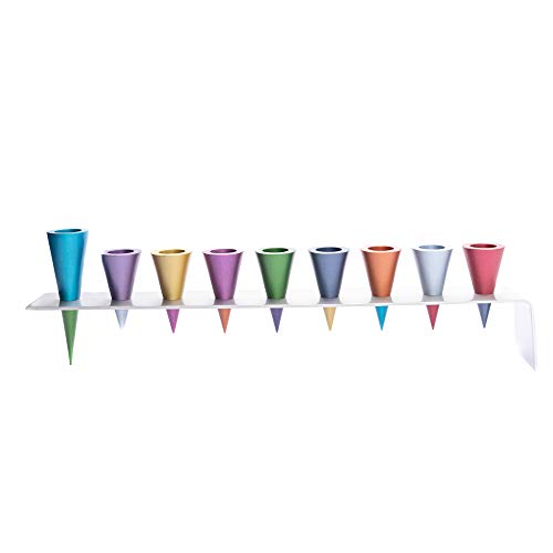 Yair Emanuel Multicolor Cone Shaped Hanukkah Menorah
