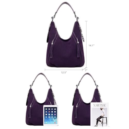 Genuine Leather Hobo Handbag Work Travel Top Handle with Tassel Women’s Tote Roomy Shoulder Purse4