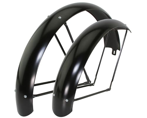 ALTALINE Bicycle 26 x 4.0 Inch Steel Classic Standard Adjustable Fender Set, Multiple Colors (Black)