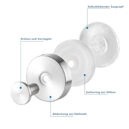 4 Stück Saugnapf Haken Belastbar 5kg Ohne Bohren Saughaken Handtuchhalter Saugnapf Handtuchhaken Klebehaken Extra Stark Wandhaken für Badezimmer Küche Glatte Fenster Wand Glas (Schwarz-4 Stück)