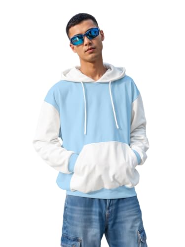 Image of crazymonk Plain Oversized Hood - Sky Blue White