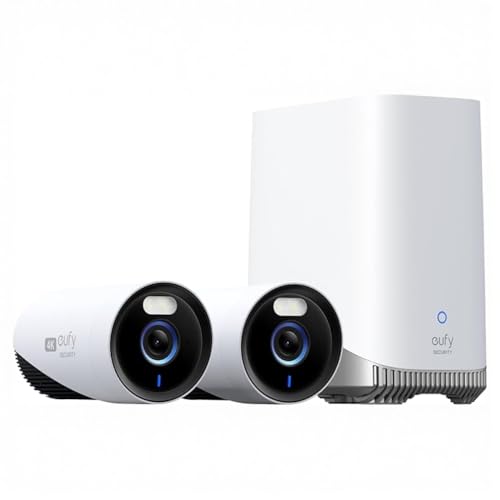eufy Security eufyCam E330 (Pro) kit 2 cam, 4K outdoor security camera, 24/7 recording, Plug-in, Wi-FI NVR, AI facial recognition, 10 Can, Local Storage, Toll Free