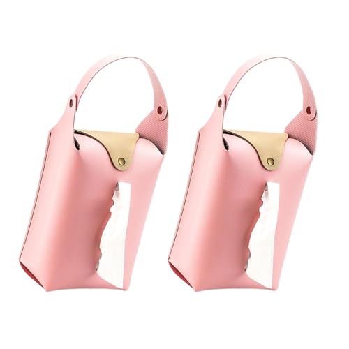 Montesy Pack Of 2 PU Leather Hanging Tissue Holder Paper Towel Refill Box for Home and Car Use Stylish Kitchen Napkin Dispenser
