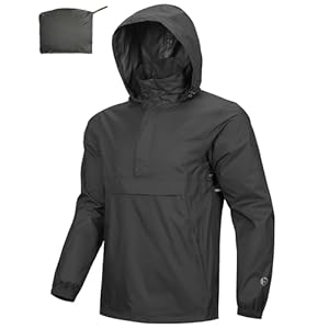 Outdoor Ventures Men’s Rain Jacket Waterproof Lightweight Packable Rain Pullover for Hiking Golf Running