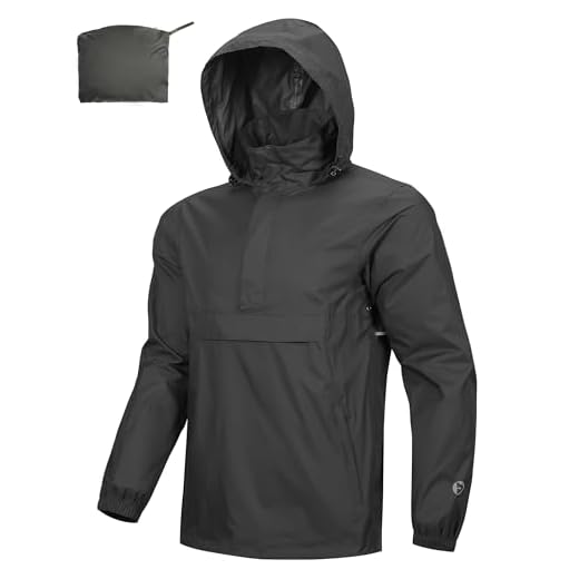 Outdoor Ventures Men's Rain Jacket Waterproof Lightweight Packable Rain Pullover for Hiking Golf Running