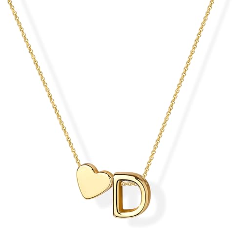 Inerney Gold D Necklace for Girl Dainty Heart Initial D Necklace for Women 14K Gold Plated Letter D Pendant Necklace Customized Gift for Girls Wife Mom