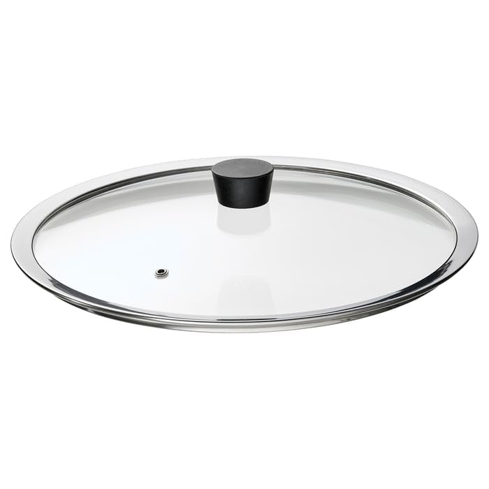 Universal Glass Pan Lid, Tempered Heat-Resistant Glass Cover with Steam Vent for Frying Pans, Pots & Saucepans (33 CM)