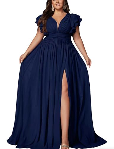 VOUIAO Women's Plus Size Bridesmaid Dresses Chiffon Wedding Guest Summer