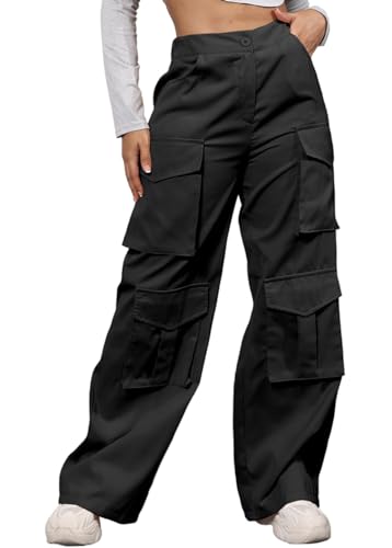 ECHOINE Baggy Cargo Pants for Women Multiple Pockets Jogger Wide Leg High Waist Loose Pocket Y2K Pants S XXL