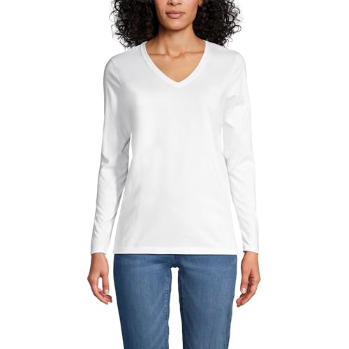Lands' End Women's Relaxed American-Grown Supima Cotton Long Sleeve V-Neck T-Shirt
