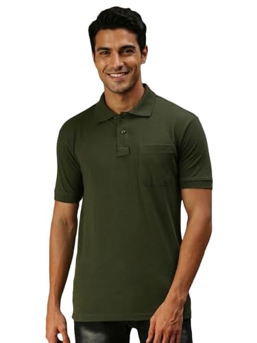 Image of Lux Cozi Men's Polo T-Shirt Regular Fit Half Sleeves with Pocket | Cotton Blend Polo Neck Collar T-Shirt for Men | Casual, Office Comfortable Breathable T-Shirt | Stylish Plain Tee