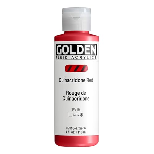 GOLDEN Fluid Acrylics, Quinacridone Red, 4 fl. oz. Bottle, Professional Acrylic Paint, Transparent