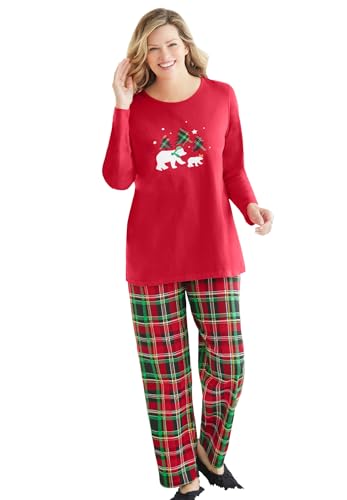 Dreams & Co. Plus Size Long Sleeve Knit PJ Set