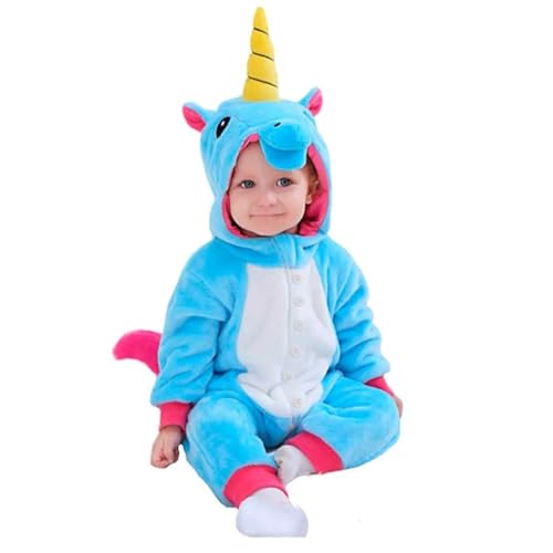 Kigurumi Infantil de Unicornio Fantasia Pijama de Inverno Quentinho com Capuz Bordado Roxo pra Meninas (Lilás, P 3-4)