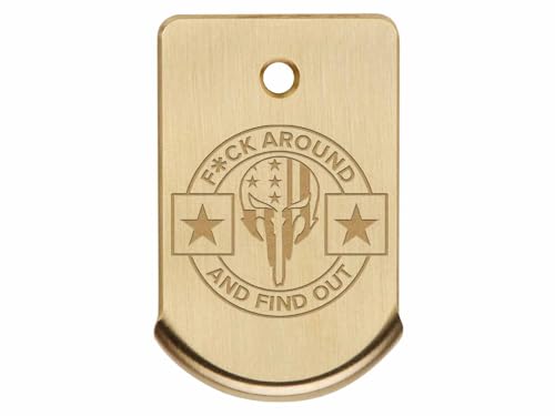NDZ Performance Slim Carry Magazine Base Plate for Sig P365, P365 XL, P365 SAS – Heavyweight Brass – Fits 10 Round Magazine – FAFO NDZ Skull Flag – Made in USA