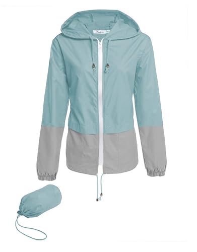 Womens Raincoat Lightweight Waterproof Hooded Packable Rainwear Pink XL