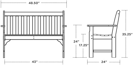 POLYWOOD GNB48MA Vineyard 48" Bench, Mahogany