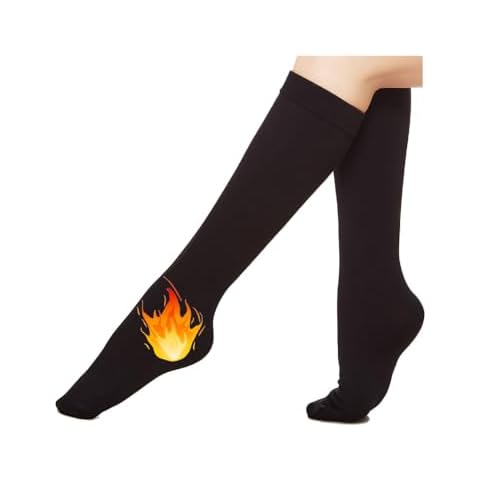 EABERN 6 Pairs Fleece Lined Knee High Trouser Socks for Women,Opaque Plush Warm Winter Stocking Cover