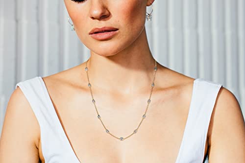 Savlano 18K Gold Plated Over 925 Sterling Silver Station Oval Moon Bead Necklace Chain For Women. Silver, Gold, Rose Gold - Made in Italy Comes With a Gift Box4