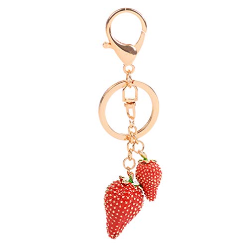 Lovely Fruits Shape Crystal Rhinestone Sparkling Keychain Bag Pendant Handbag Charm for Women Girls