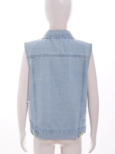 Little Boys Girls Sleeveless Vest Jacket Ripped Denim Gilet Distressed Waistcoat 2-12 Years3