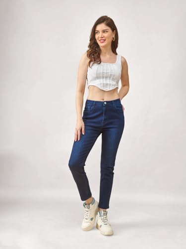 Image of Lyra Women's Mid-Rise Slimfit Ankle Length Jeans|Stretchable Fabric for Comfort|Trendy & Stylish Denim