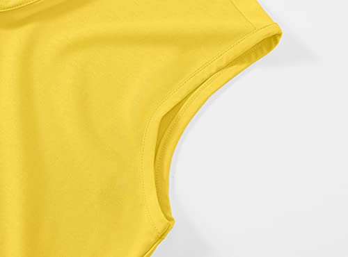 Basudam Women's Sleeveless Golf Polo Shirts V-Neck Collarless Tennis Athletic Shirts Quick Dry Yellow L #TOP4