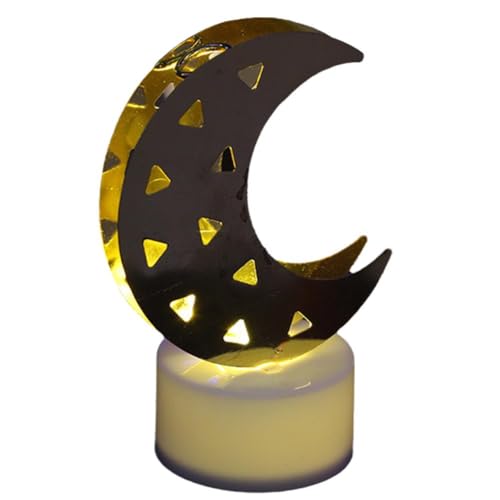 Ramadán Decoración LED Vela Luz, Mini Ramadán Mubarak Vela Farol Luna Isla Musulmana Lámpara LED Forma Luz Aceite Sin Llama