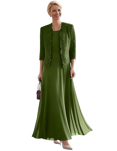 WangLiJun 2 Pieces Mother of The Bride Dresses with Jacket Lace Mother of The Groom Dresses Formal Evening Gowns WLJ159