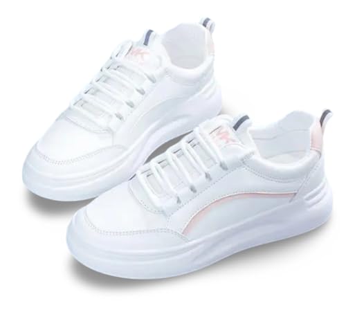 Image of Women & Girls White Stylish Design Lace-up Lightweight and Comfortable Shoes for Parties, as Well as Gym Casual Sports Sneakers Shoes