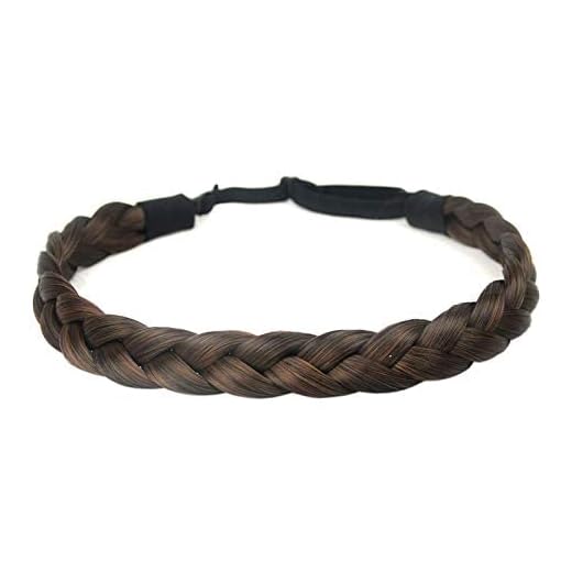 DIGUAN Synthetic Hair Braided Headband Classic Chunky Wide Plaited Braids Elastic Stretch Hairpiece Women Girl Beauty accessory, 55g (#Copper Brown)