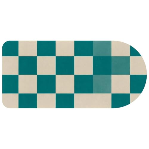 Grand tapis de souris bureau base caoutchouc vintage turquoise crème