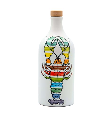 Frantoio Muraglia, Hummer Pop Art Keramikgefäß mit Nativem Olivenöl Extra 500ml, intensiv fruchtige Essenz, handgefertigt und dekoriert von unseren apulischen Kunsthandwerkern