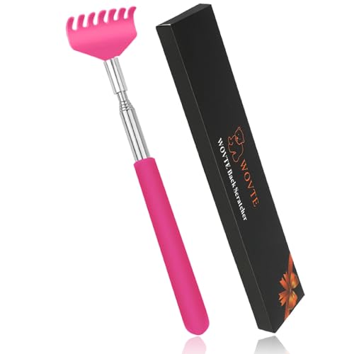 Back Scratcher WOVTE Stainless Steel Telescoping Back Scratcher for Men Women Stocking Fillers for Men Women (Pink)