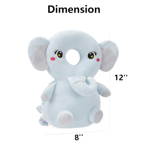 Image of Baby Head Back Protector Backpack Toddler Safety Protector Cushion Pad Soft, Adjustable and Lightweight Design for Safe Walking and Crawling Toddlers Girls and Boys(Light Blue Elephant)