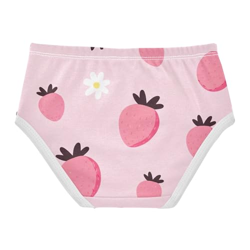 CartoonStrawberries White Daisy Pink Cute Panties Girl Girls Underwear Toddlers Cotton Animals Briefs Undies Kids 2t2