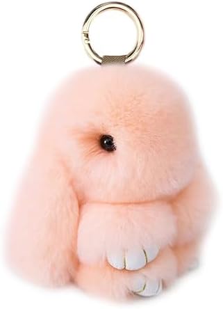 jtkdxqs Mini Bunny Keychain Artificial Rabbit Fur Plush Fluffy Key Ring Car charm for Women