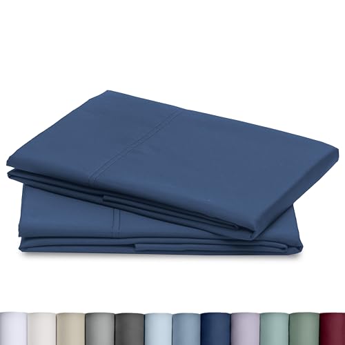 Image of California Design Den 800 Thread Count 2-Pack Pillowcases Queen Size | Soft & Thick 100% Cotton Sateen Backed by GH Seal, Classic Side Opening 4 inch Hem, Fits Standard & Queen Pillows - Classic Blue