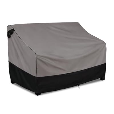 FORSPARK Patio Furniture Covers Waterproof, Outdoor Sofa Covers for Loveseat, Fits up to 54 W x 38 D x 35 H inches, Grey & Black