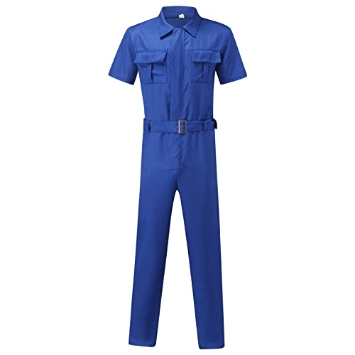 Mens Jumpsuits,Solid Button Down Rompers Short Sleeve Coverall Slim Fit Speedsuits Workwear One Piece Bodysuits3