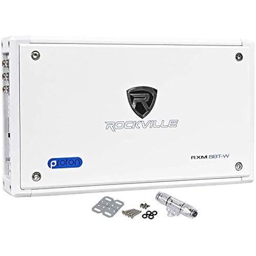Rockville RXM8BTW 8 Channel Marine Boat Amplifier with Bluetooth, White
