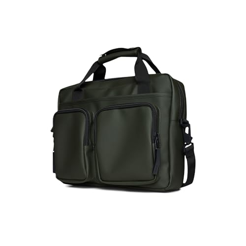 RAINS Texel Tech Bag - Green Waterproof Water Resistant Water Repellent Laptop Bag Unisex Commuter Travel Case 15" Computer Sleeve Tech Organizer - 2 Year Warranty2