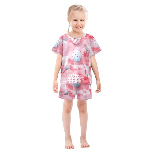 Summer Pajama Set Easter Egg Flower Pattern, Short Sleeve Sleepwear Nightwear3