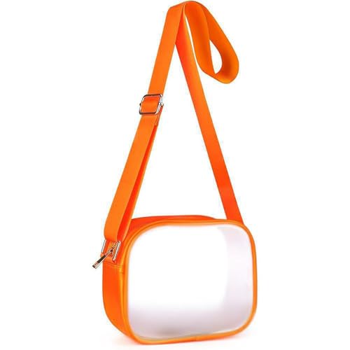 Bolsa transparente transparente com alças de ombro ajustáveis adequada para mulheres, homens, shows, eventos esportivos, Laranja, lntegrated shoulder strap, Simplicidade