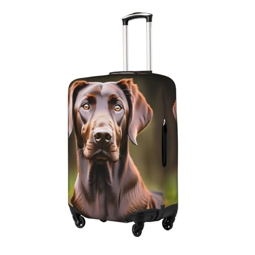 Brown Labrador Retriever Print Practical Elastic Washable Travel Luggage Cover with Concealed Zipper for Suitcases2