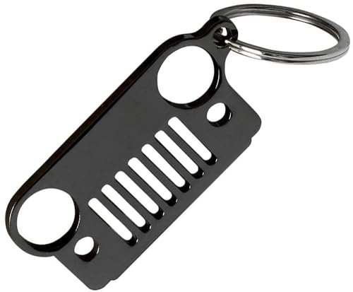 ELECDON Auto Grille Key Chain, Key Chain Accessories Laser Cut 304 Stainless Steel, Key Chain Rings, Suitable For Most Car Keys Will Never Rust, Bend, Black