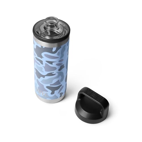 Image of YETI Rambler 18 oz Bottle, Vacuum Insulated, Leakproof, Stainless Steel with Chug Cap, Blue Camo